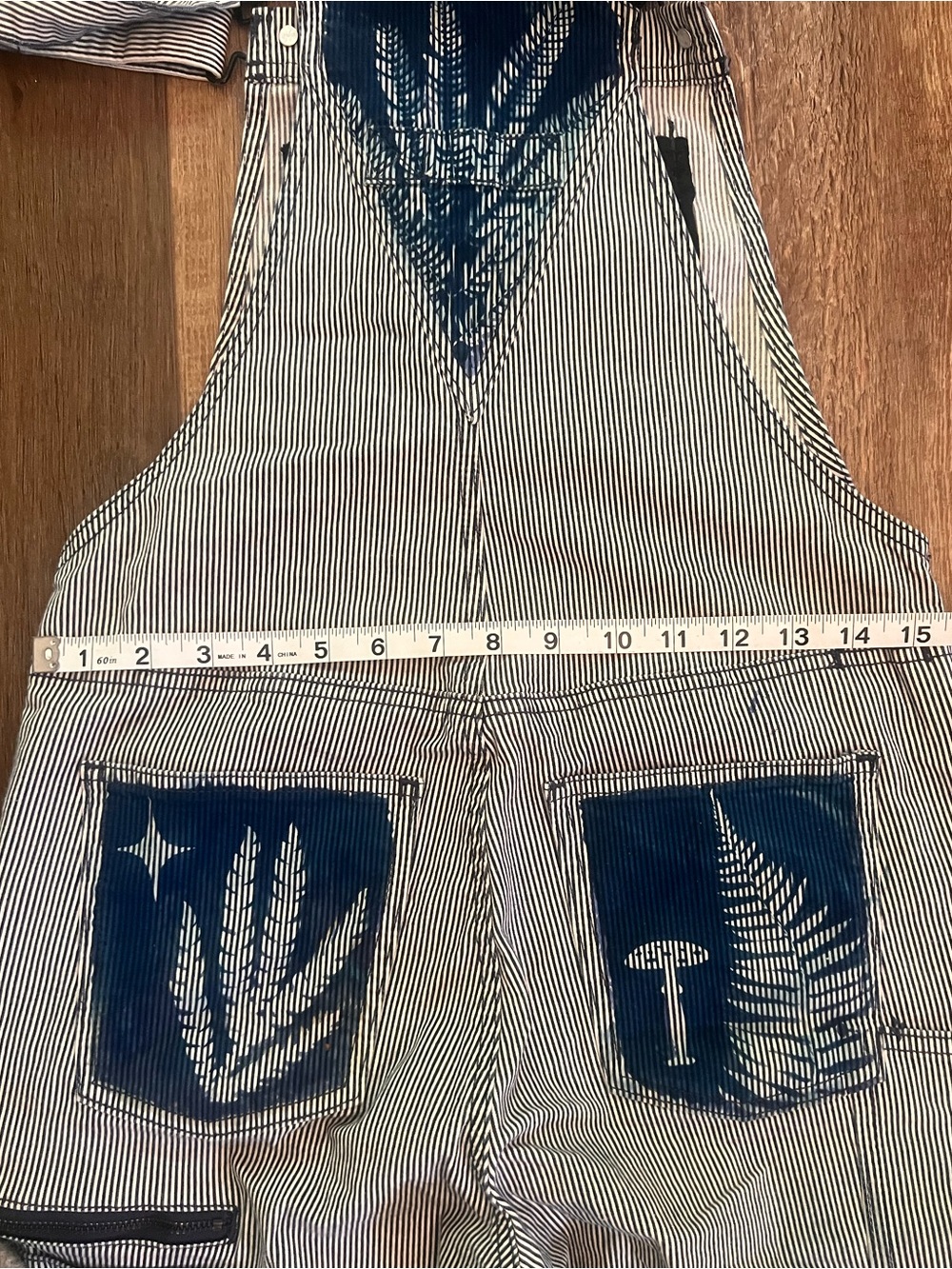 Striped Dovetail Overalls with Cyanotype Floral Panels - Picture 6 of 7
